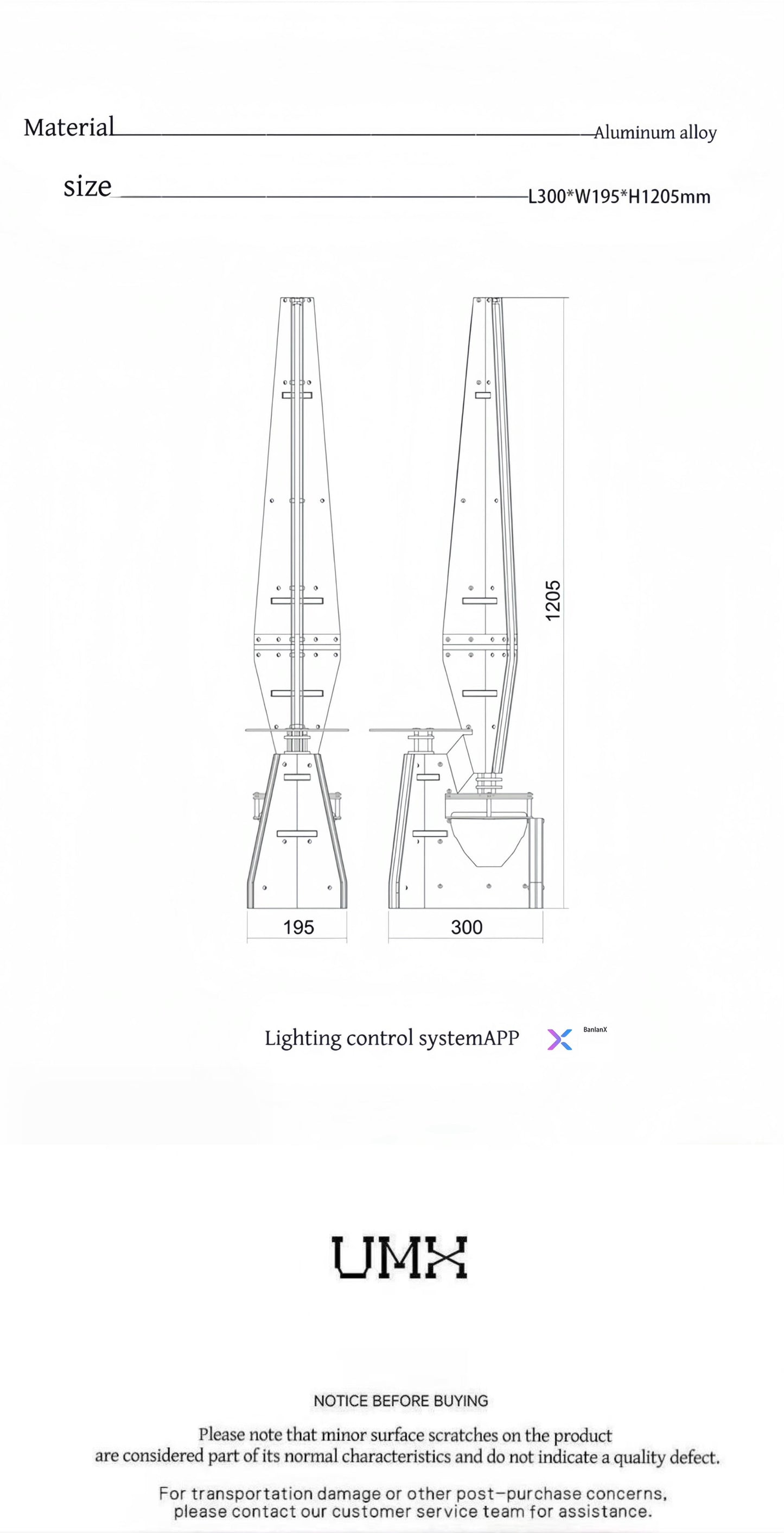 UMX Light Shuttle - Multi-functional Designer Floor Lamp with Integrated Speaker, Ambient Lighting, Side Table, Metallic Pickup, and Bauhaus Aesthetics
