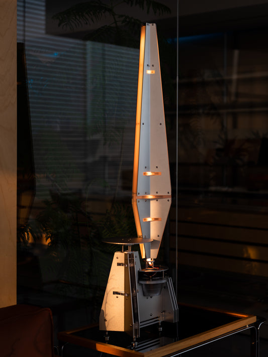UMX Light Shuttle - Multi-functional Designer Floor Lamp with Integrated Speaker, Ambient Lighting, Side Table, Metallic Pickup, and Bauhaus Aesthetics
