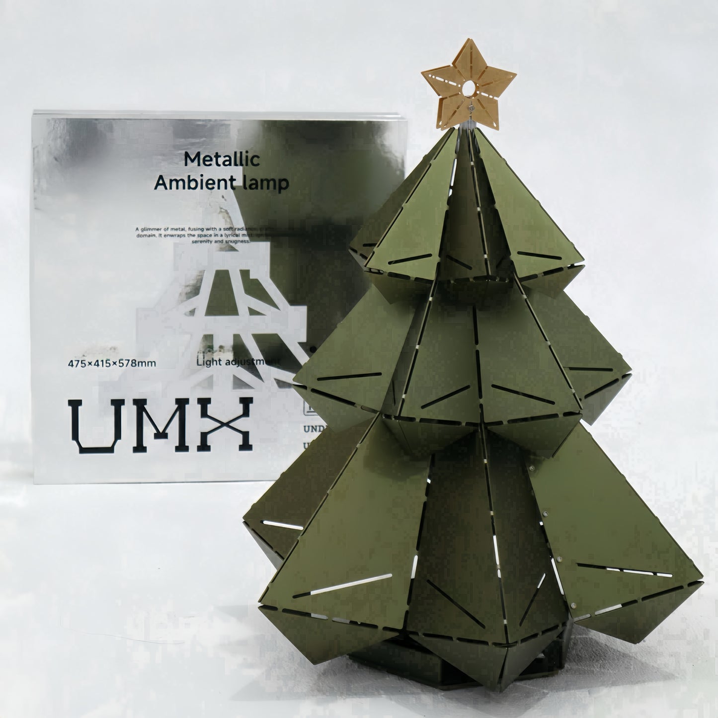 UMX Silver Glow Atmosphere Light Metal Tree Handmade Folding Designer Model Atmosphere Light With Three-Tone Lighting Package Bauhaus Style